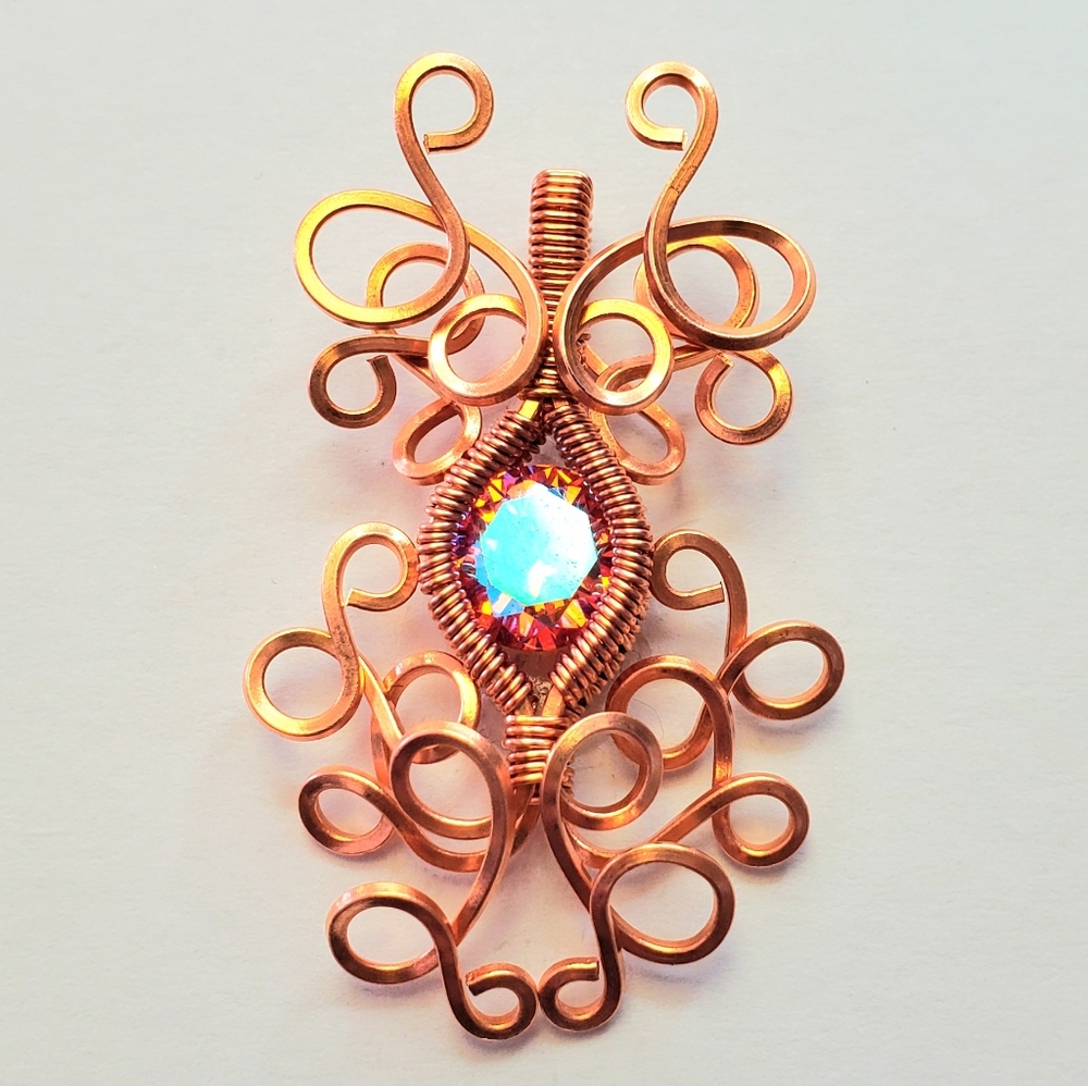 Electroplated cubic zirconia wire wrap necklace